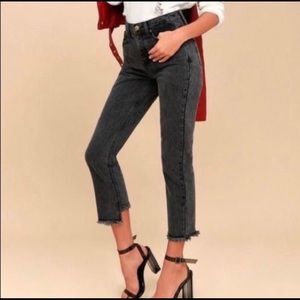 Evidnt Black skinny cropped frayed raw hem jeans